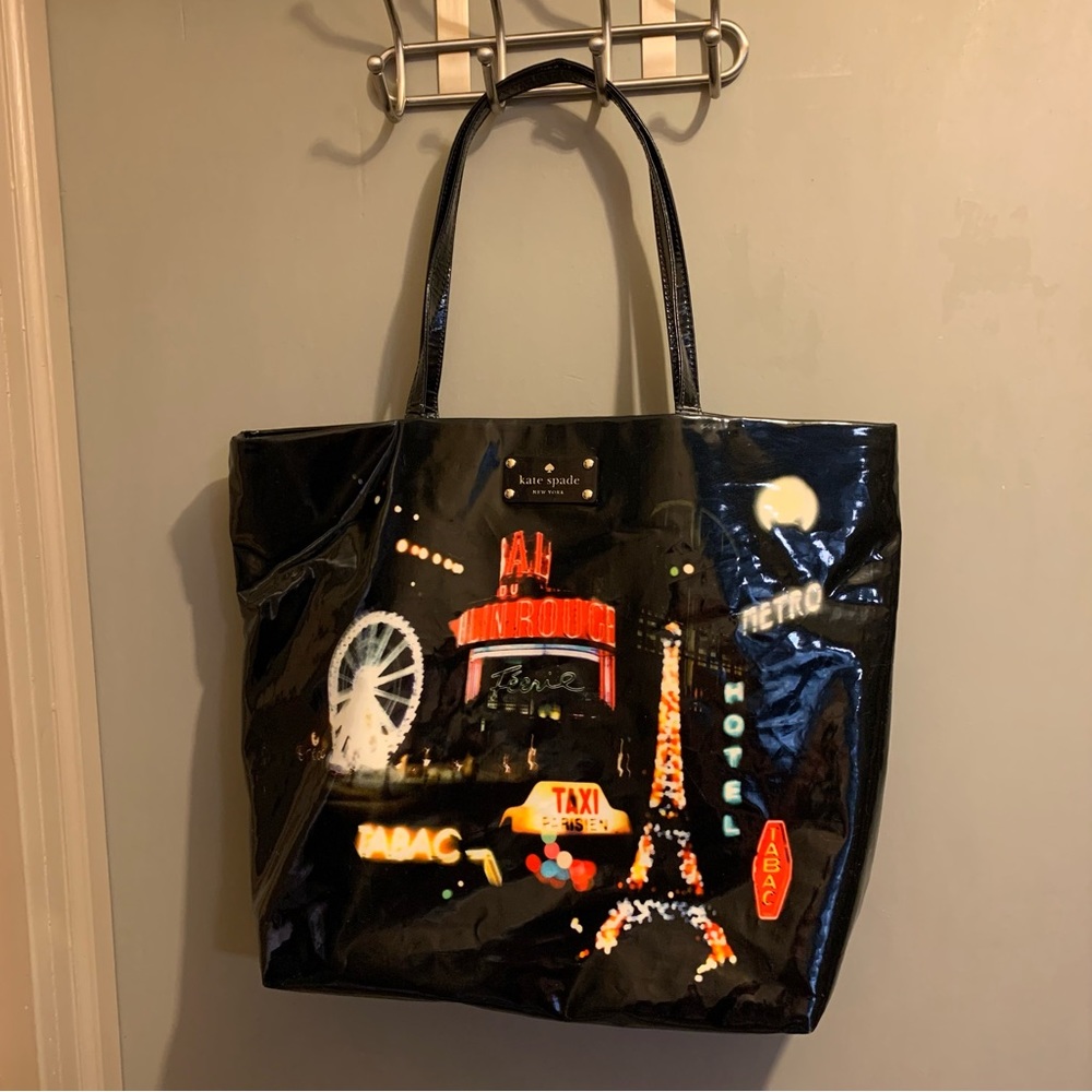 Kate Spade Paris Light Bon shopper glossy black tote